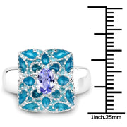 Bids.com 0.44 Carat Genuine Tanzanite .925 Sterling Silver Ring Rings White Smoke size 6.00,size 7.00,size 8.00,size 9.00,size 5.00