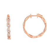 Bids.com 10K Rose Gold Diamond Hoop Earring (1 cttw, H-I Color, I1-I2 Clarity) Earrings White Smoke Rose.Gold / 1.1