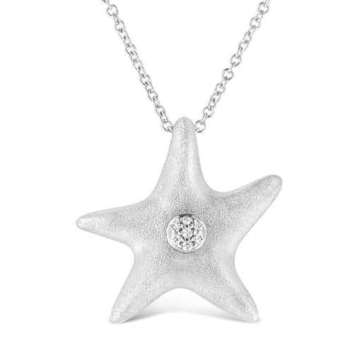 Bids.com .925 Sterling Silver Prong-Set Diamond Accent Starfish Pendant Necklace (I-J Color, I1-I2 Clarity) - Size 18" Necklaces White Smoke White.Sterling Silver / 18