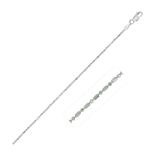 Bids.com 14k White Gold Diamond-Cut Bead Chain 1.0mm Necklaces White Smoke 16 / White Gold,18 / White Gold,20 / White Gold