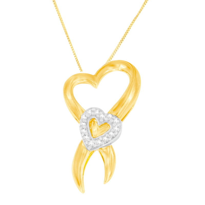 Bids.com 10K Two-Tone Gold 1/10 cttw Diamond Heart Pendant Necklace (H-I, I1-I2) Necklaces White Smoke YellowWhite.Gold / 18
