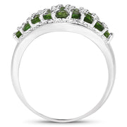 Bids.com 2.41 Carat Genuine Chrome Diopside and White Topaz .925 Sterling Silver Ring Rings White Smoke size 9.00,size 5.00,size 6.00,size 7.00,size 8.00