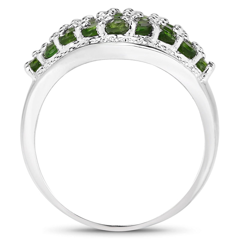 Bids.com 2.41 Carat Genuine Chrome Diopside and White Topaz .925 Sterling Silver Ring Rings White Smoke size 9.00,size 5.00,size 6.00,size 7.00,size 8.00