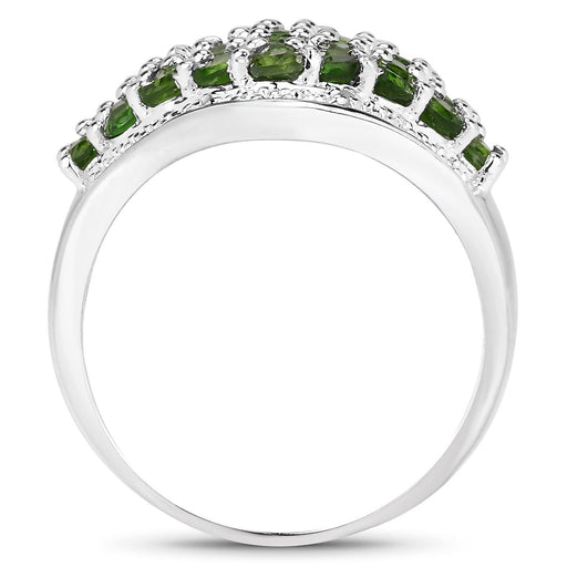 Bids.com 2.41 Carat Genuine Chrome Diopside and White Topaz .925 Sterling Silver Ring Rings White Smoke size 9.00,size 5.00,size 6.00,size 7.00,size 8.00