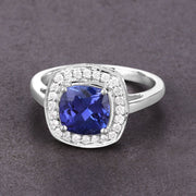 Bids.com 2.26 Carat Genuine Tanzanite and White Diamond 14K White Gold Ring Rings Dim Gray size 6.00,size 7.00,size 8.00