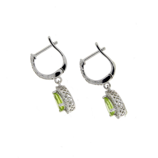 Bids.com .88ct Peridot Diamond Dangle Earrings 14KT White Gold Earrings White Smoke