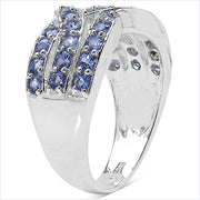 Bids.com 1.26 Carat Genuine Tanzanite .925 Sterling Silver Ring Rings White Smoke size 7.00,size 6.00,size 8.00,size 9.00