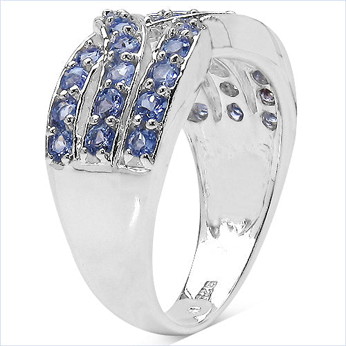 Bids.com 1.26 Carat Genuine Tanzanite .925 Sterling Silver Ring Rings White Smoke size 7.00,size 6.00,size 8.00,size 9.00