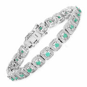 Bids.com 2.40 Carat Genuine Emerald .925 Sterling Silver Bracelet Bracelets White Smoke size 7.50