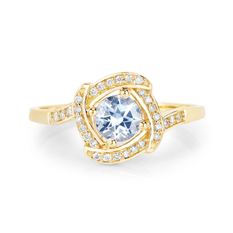 Bids.com 0.46 Carat Genuine Aquamarine and White Diamond 14K Yellow Gold Ring Rings White Smoke size 7.00,size 5.00,size 6.00,size 8.00,size 9.00