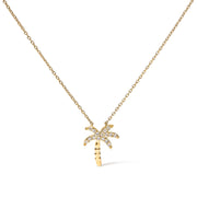 Bids.com 10K Yellow Gold 1/10 Cttw Round Diamond Palm Tree 18" Inch Pendant Necklace (H-I Color, I1-I2 Clarity) Necklaces White Smoke Yellow.Gold / 18