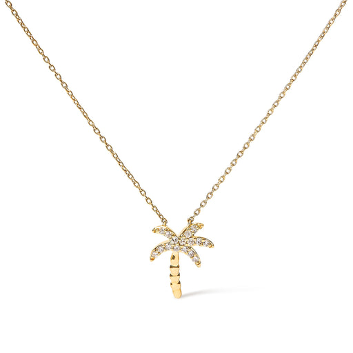 Bids.com 10K Yellow Gold 1/10 Cttw Round Diamond Palm Tree 18" Inch Pendant Necklace (H-I Color, I1-I2 Clarity) Necklaces White Smoke Yellow.Gold / 18