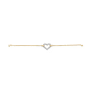 Bids.com 10K Two Tone Gold 1/4 Cttw Diamond Encrusted Heart Charm 7" Bracelet (H-I Color, I1-I2 Clarity) Bracelets White Smoke YellowWhite.Gold / 7