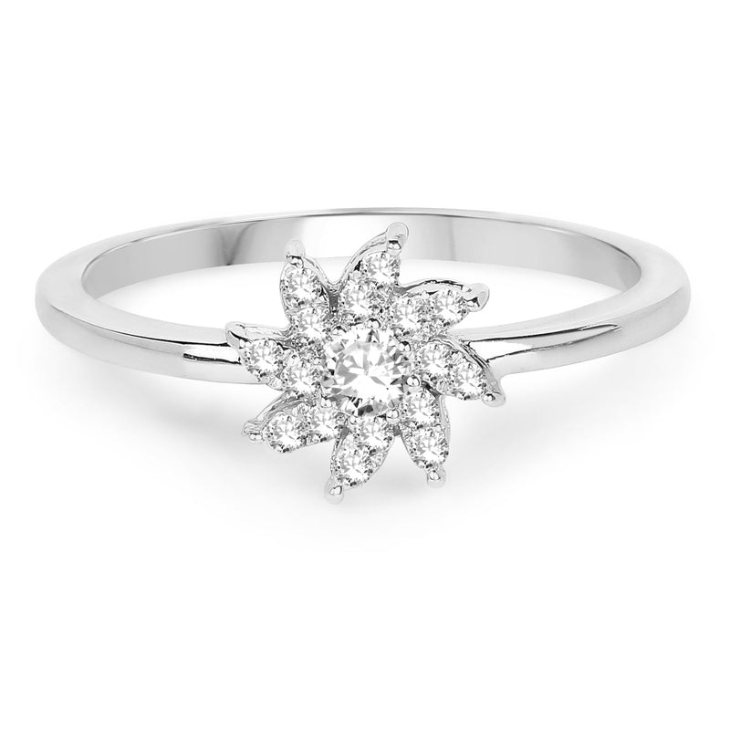 Bids.com 0.18 Carat Genuine White Diamond 14K White Gold Ring (E-F-G Color, SI Clarity) Rings White Smoke size 7.00