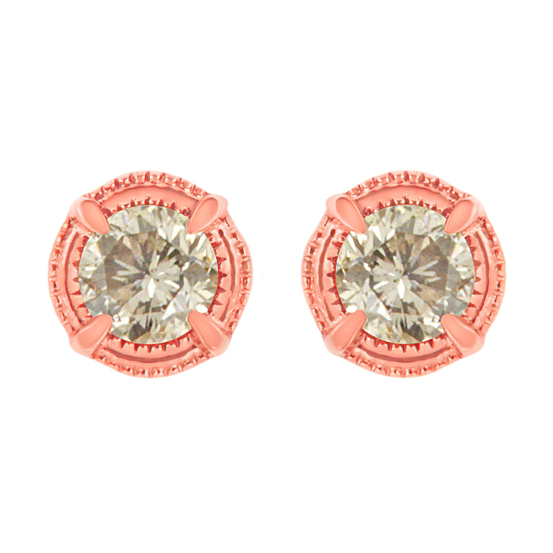 Bids.com 14K Yellow Gold Plated .925 Sterling Silver 1.0 Cttw Round Brilliant Cut Diamond Solitaire Milgrain Stud Earrings (K-L Color, I2-I3 Clarity) Earrings White Smoke Rose.Sterling Silver / 1,Yellow.Sterling Silver / 1.5,Yellow.Sterling Silver / 0.5,Yellow.Sterling Silver / 0.25,Yellow.Sterling Silver / 0.75,Yellow.Sterling Silver / 0.4,Yellow.Sterling Silver / 0.33,Yellow.Sterling Silver / 1