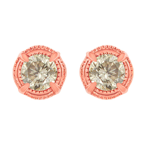 Bids.com 14K Yellow Gold Plated .925 Sterling Silver 1.0 Cttw Round Brilliant Cut Diamond Solitaire Milgrain Stud Earrings (K-L Color, I2-I3 Clarity) Earrings White Smoke Rose.Sterling Silver / 1,Yellow.Sterling Silver / 1.5,Yellow.Sterling Silver / 0.5,Yellow.Sterling Silver / 0.25,Yellow.Sterling Silver / 0.75,Yellow.Sterling Silver / 0.4,Yellow.Sterling Silver / 0.33,Yellow.Sterling Silver / 1
