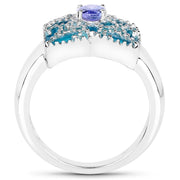 Bids.com 0.44 Carat Genuine Tanzanite .925 Sterling Silver Ring Rings White Smoke size 6.00,size 7.00,size 8.00,size 9.00,size 5.00