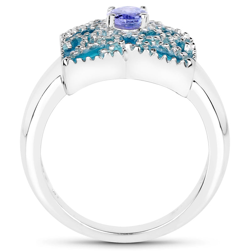 Bids.com 0.44 Carat Genuine Tanzanite .925 Sterling Silver Ring Rings White Smoke size 6.00,size 7.00,size 8.00,size 9.00,size 5.00