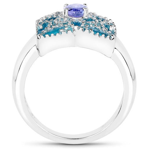 Bids.com 0.44 Carat Genuine Tanzanite .925 Sterling Silver Ring Rings White Smoke size 6.00,size 7.00,size 8.00,size 9.00,size 5.00