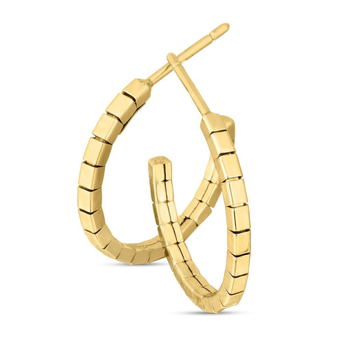 Bids.com 14k Yellow Gold Brick Omega Hoop Earrings Earrings White Smoke Yellow Gold