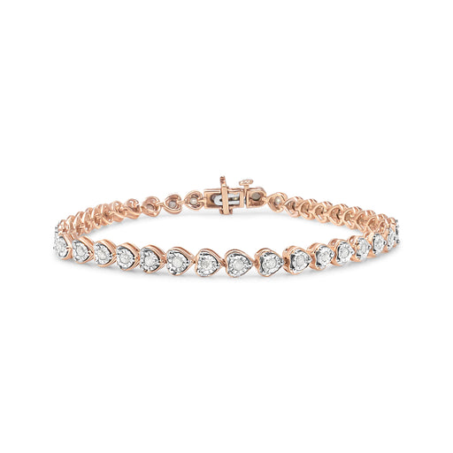 Bids.com .925 Sterling Silver 1.0 Cttw Miracle Set Diamond Heart-Link 7" Tennis Bracelet (I-J Color, I2-I3 Clarity) Bracelets White Smoke 7 / White.Sterling Silver,7 / Yellow.Sterling Silver,7 / Rose.Sterling Silver