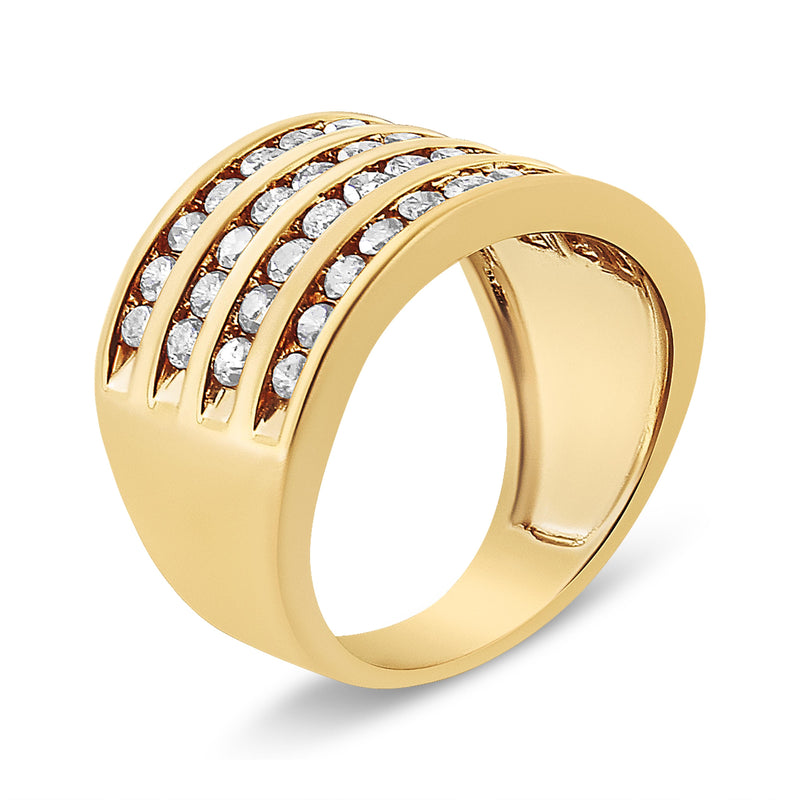 Bids.com 10K Yellow Gold Plated .925 Sterling Silver 1 1/2 Cttw Diamond 4 Row Channel Band Ring (Champagne Color, I2-I3 Clarity) Size 7 Rings White Smoke 7 / Yellow.Sterling Silver,5 / Yellow.Sterling Silver,8 / Yellow.Sterling Silver,6 / Yellow.Sterling Silver,9 / Yellow.Sterling Silver