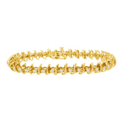 Bids.com 10KT Yellow Gold Plated .925 Sterling Silver 1 cttw Prong-Set Diamond Link Bracelet (J-K, I1-I2) - 7.5" Bracelets White Smoke Yellow.Sterling Silver / 7.5