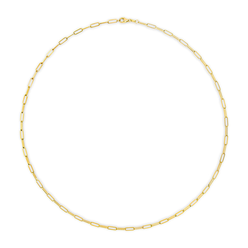 Bids.com Solid 14K Yellow Gold 2.5mm Paperclip Chain Necklace Unisex 18" Inches Necklaces White Smoke Yellow.Gold / 18,White.Gold / 18