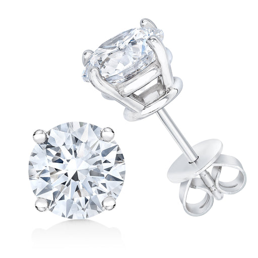 Bids.com AGS Certified 14K White Gold 1.0 Cttw 4-Prong Set Brilliant Round-Cut Solitaire Diamond Push Back Stud Earrings (H-I Color, SI2-I1 Clarity) Earrings White Smoke White.Gold / 1