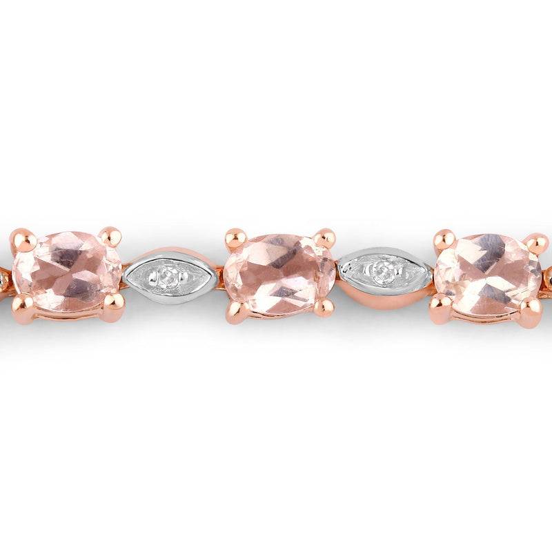Bids.com 1.38 Carat Genuine Morganite and White Diamond .925 Sterling Silver Bracelet Bracelets White Smoke size 10.00