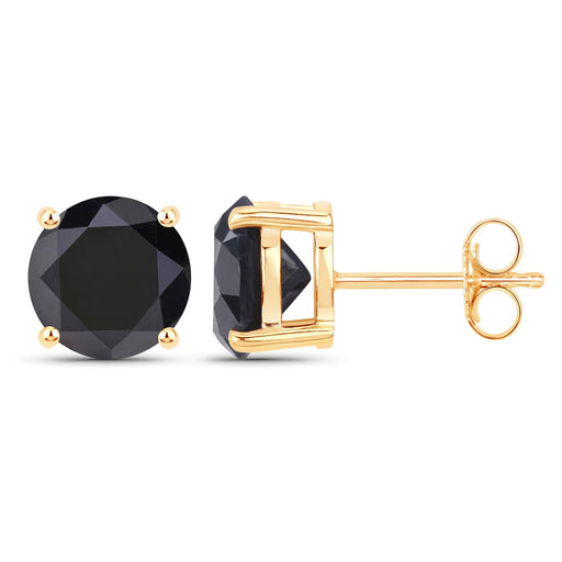 Bids.com 4.91 Carat Genuine Black Diamond 14K Yellow Gold Earrings Earrings White Smoke