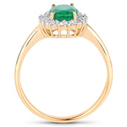 Bids.com 1.39 Carat Genuine Zambian Emerald and White Diamond 10K Yellow Gold Ring Rings White Smoke size 6.00,size 7.00,size 8.00,size 9.00,size 5.00,size 10.00