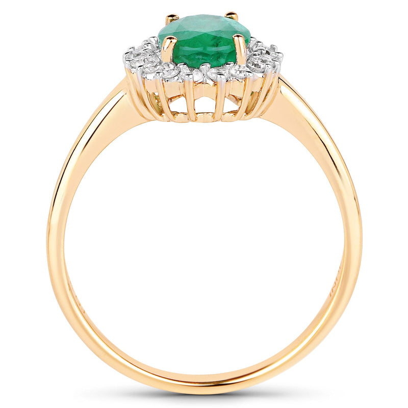 Bids.com 1.39 Carat Genuine Zambian Emerald and White Diamond 10K Yellow Gold Ring Rings White Smoke size 6.00,size 7.00,size 8.00,size 9.00,size 5.00,size 10.00