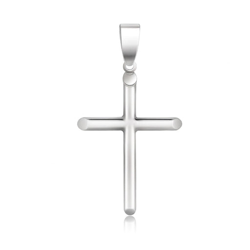 Bids.com 14k White Gold Slim Cross with Tapered Ends Pendant Pendants White Smoke White Gold