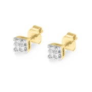 Bids.com 10k Yellow Gold Princess Diamond Quad Stud Earrings (1/4 cttw, J-K Color, I2-I3 Clarity) Earrings White Smoke Yellow.Gold / 0.26