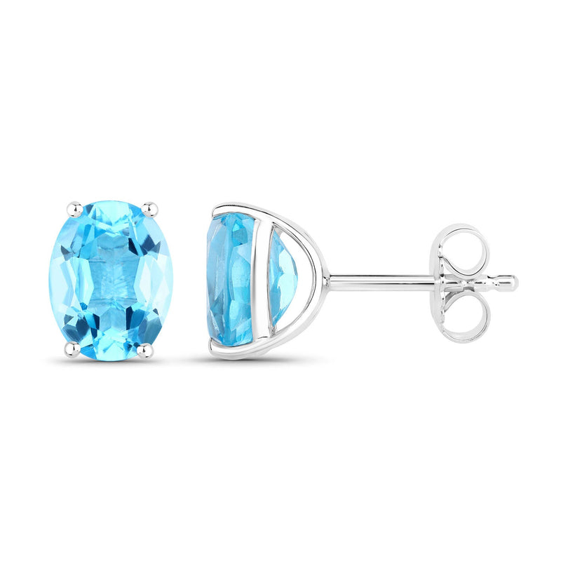 Bids.com 4.00 Carat Genuine Swiss Blue Topaz .925 Sterling Silver Earrings Earrings White Smoke