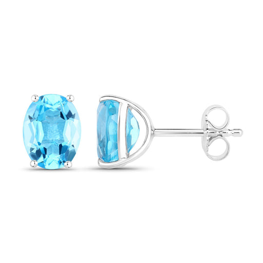 Bids.com 4.00 Carat Genuine Swiss Blue Topaz .925 Sterling Silver Earrings Earrings White Smoke