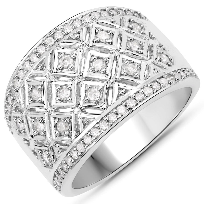 Bids.com 0.52 Carat Genuine White Diamond .925 Sterling Silver Ring Rings White Smoke size 7.00,size 6.00,size 8.00,size 9.00