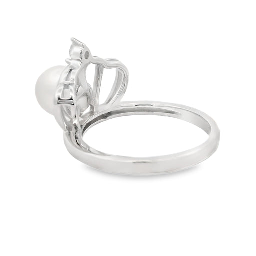 Bids.com FW Pearl Cubic Zirconium Ring Sterling Silver Rings White Smoke 9.0