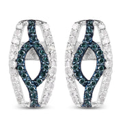 Bids.com 0.42 Carat Genuine Blue Diamond & White Diamond .925 Sterling Silver Earrings Earrings White Smoke