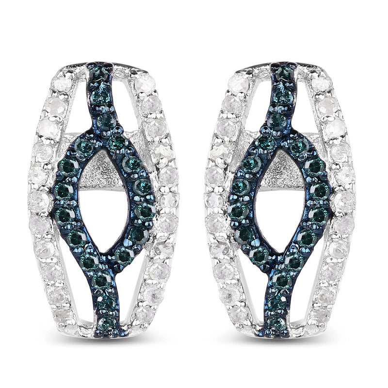 Bids.com 0.42 Carat Genuine Blue Diamond & White Diamond .925 Sterling Silver Earrings Earrings White Smoke