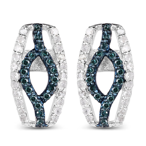Bids.com 0.42 Carat Genuine Blue Diamond & White Diamond .925 Sterling Silver Earrings Earrings White Smoke