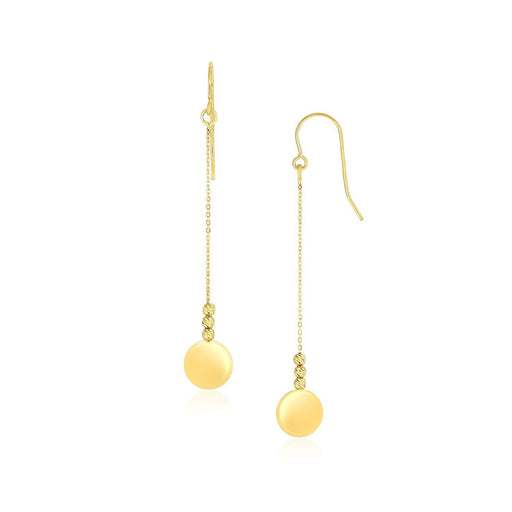 Bids.com 14k Yellow Gold Bead and Shiny Disc Drop Earrings Earrings White Smoke Yellow Gold