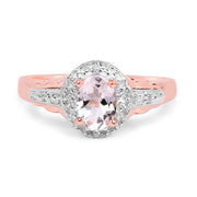 Bids.com 14K Rose Gold Plated 0.73 Carat Genuine Morganite & White Topaz .925 Sterling Silver Ring Rings White Smoke size 6.00,size 7.00,size 9.00,size 8.00,size 10.00,size 5.00