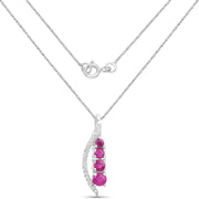 Bids.com 0.43 Carat Genuine Ruby and White Diamond 14K White Gold Pendant Pendants White Smoke