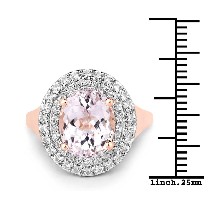 Bids.com 5.48 Carat Genuine Kunzite and White Topaz .925 Sterling Silver Ring Rings White Smoke size 7.00,size 6.00,size 8.00