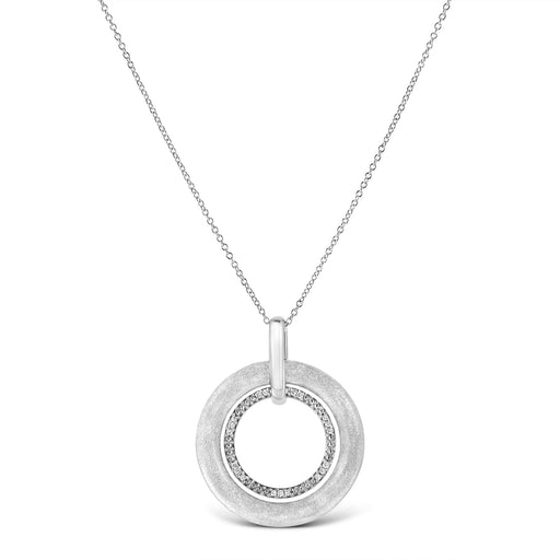 Bids.com .925 Sterling Silver Prong-Set Diamond Accent Satin Finished Double Circle 18" Pendant Necklace (I-J Color, I1-I2 Clarity) Necklaces White Smoke White.Sterling Silver / 18