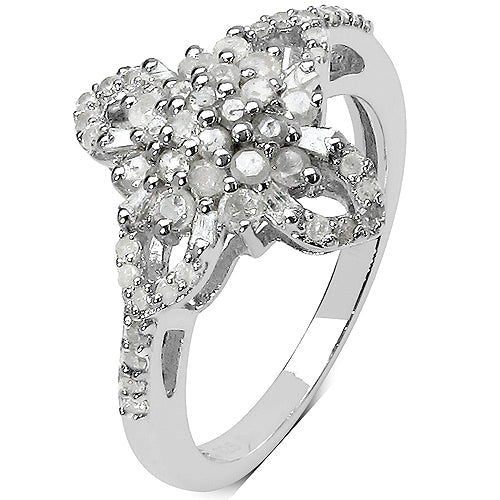 Bids.com 0.63 Carat Genuine White Diamond & Yellow Diamond .925 Sterling Silver Ring Rings White Smoke size 7.00,size 6.00,size 8.00,size 9.00