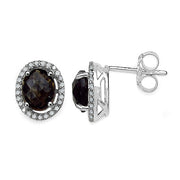 Bids.com 2.39 Carat Genuine White Diamond & Smoky Quartz .925 Sterling Silver Earrings Earrings White Smoke