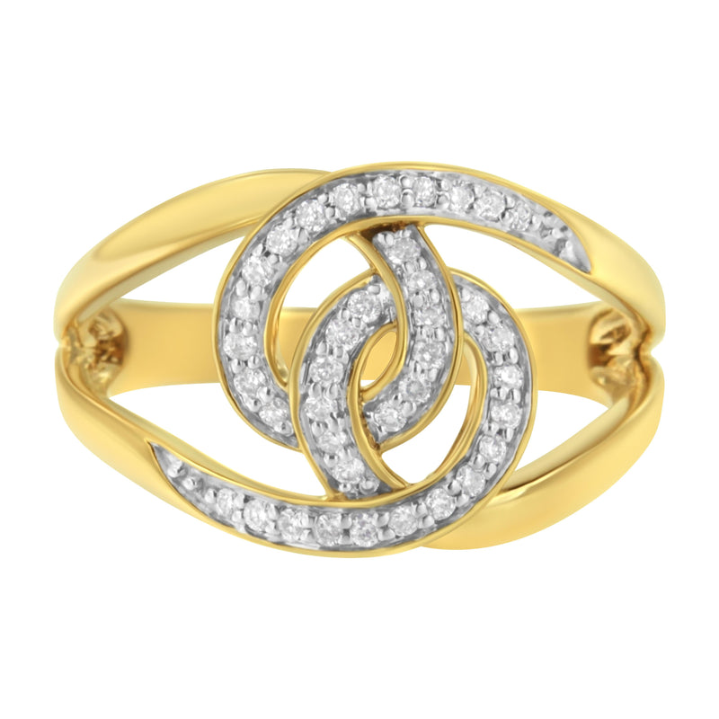 Bids.com 14K Yellow Gold Plated .925 Sterling Silver 1/4 Cttw Diamond Interlocking Loop Open Shank Bypass Ring (I-J Color, I1-I2 Clarity) - Size 7 Rings White Smoke 7 / Yellow.Sterling Silver,9 / Yellow.Sterling Silver,8 / Yellow.Sterling Silver,6 / Yellow.Sterling Silver